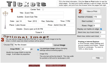 ticket creation web page