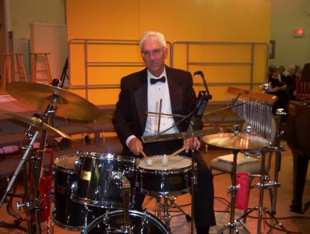 Phil on drums with orchestra